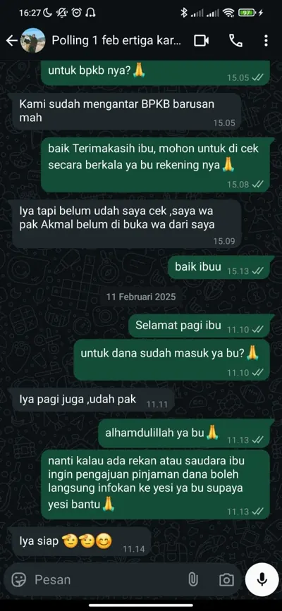 Bukti chat pencairan customer