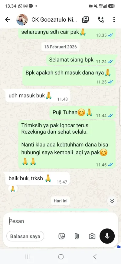 Bukti chat pencairan customer