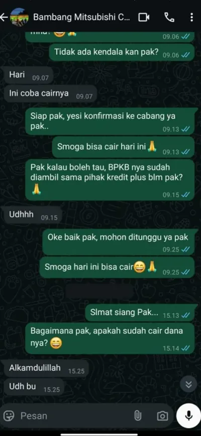 Bukti chat pencairan customer