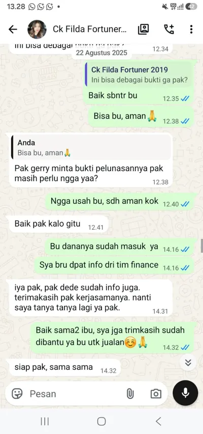 Bukti chat pencairan customer