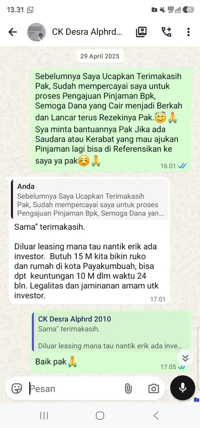 Bukti chat pencairan customer